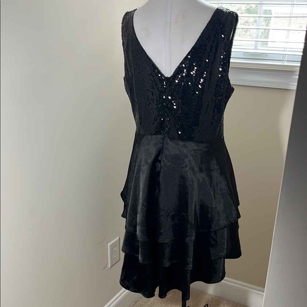 Black Sequin Tiered Cocktail Dress